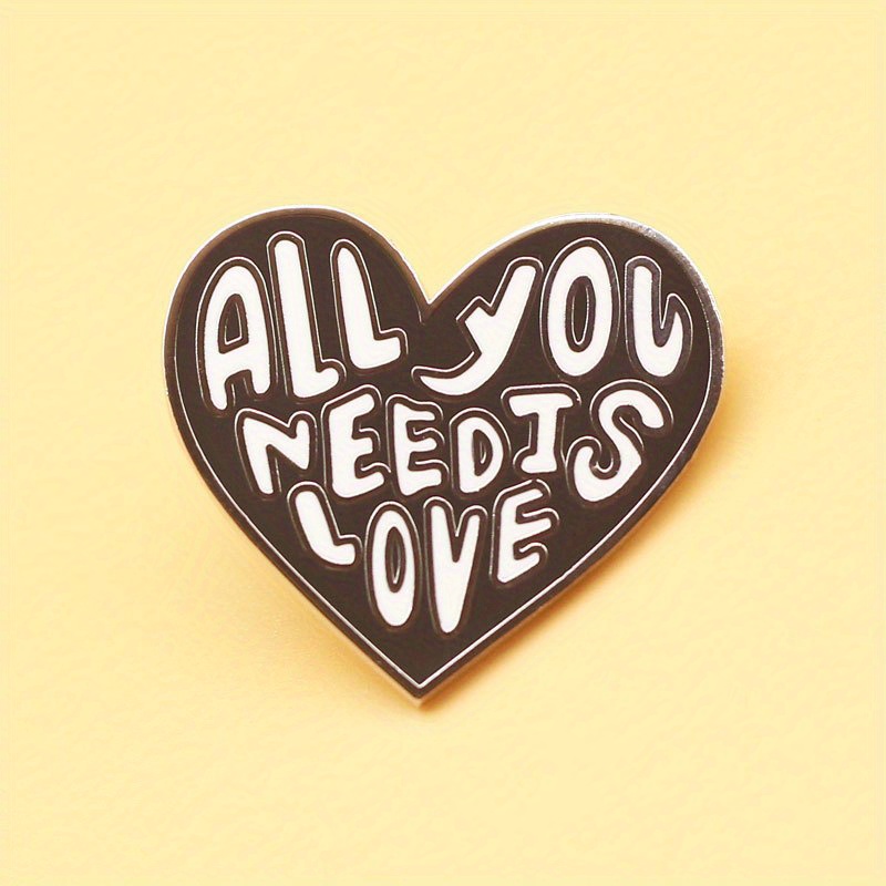 Heart Brooch, "all You Need Is Love" Badge Backpack Lapel Pin, Jewelry Accessories For Men
