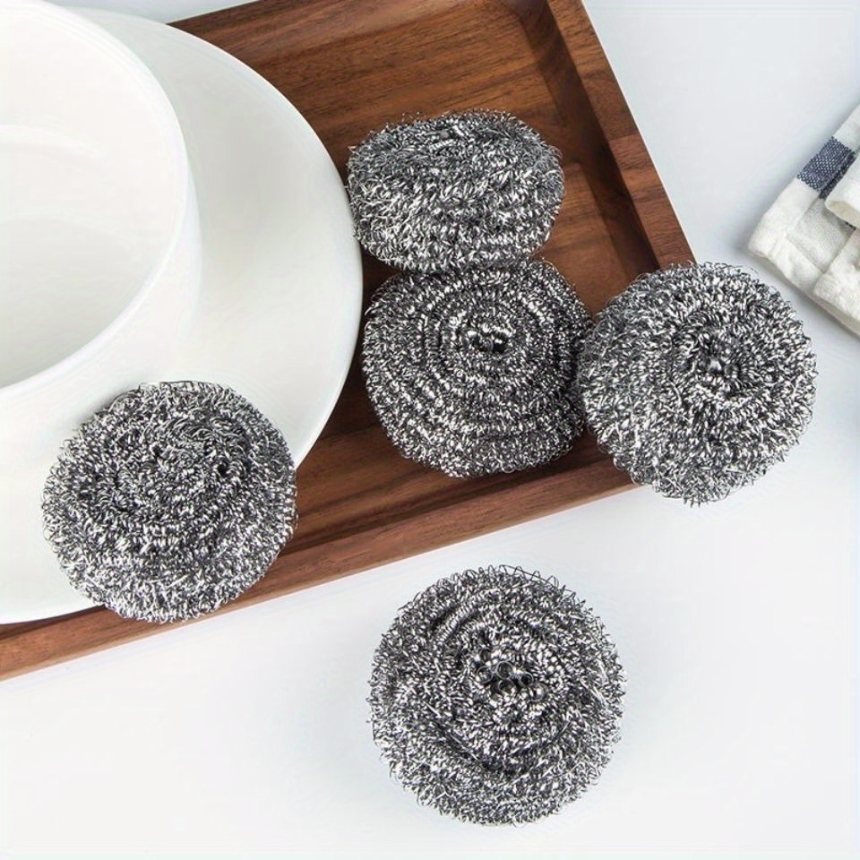 8 Scourer Steel Wire Mesh Ball Pads Kitchen Scrub Cleaning Pan Cleaner Scouring, Brown