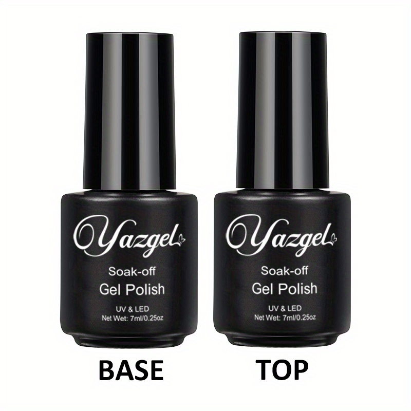 Yazgel Base Top Coat Gel Polish Set Soak Off Transparent Gel - Temu