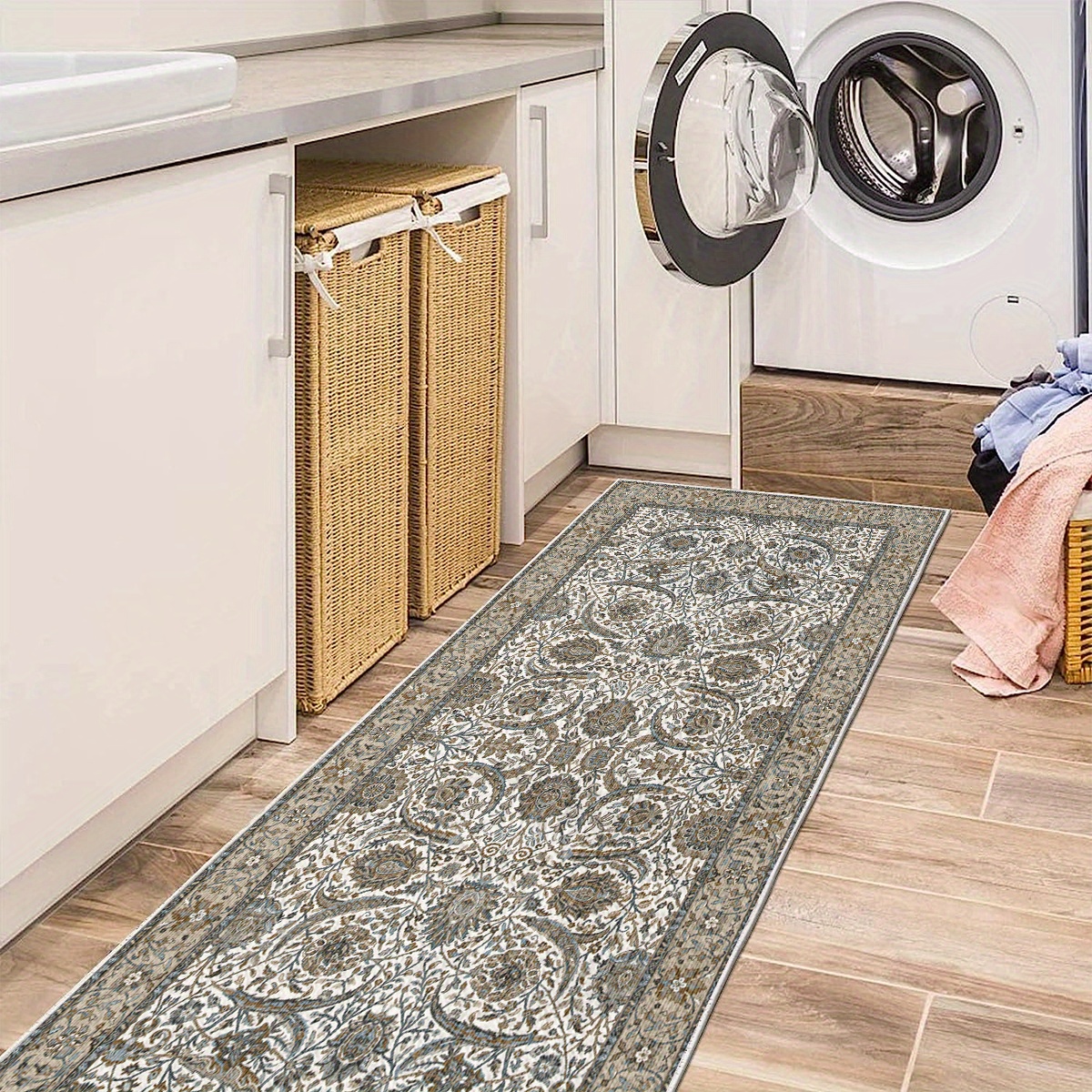 Boho Hallway Runner Soft Non Slip Rug Rubber Backing Bathroom Washable Rug