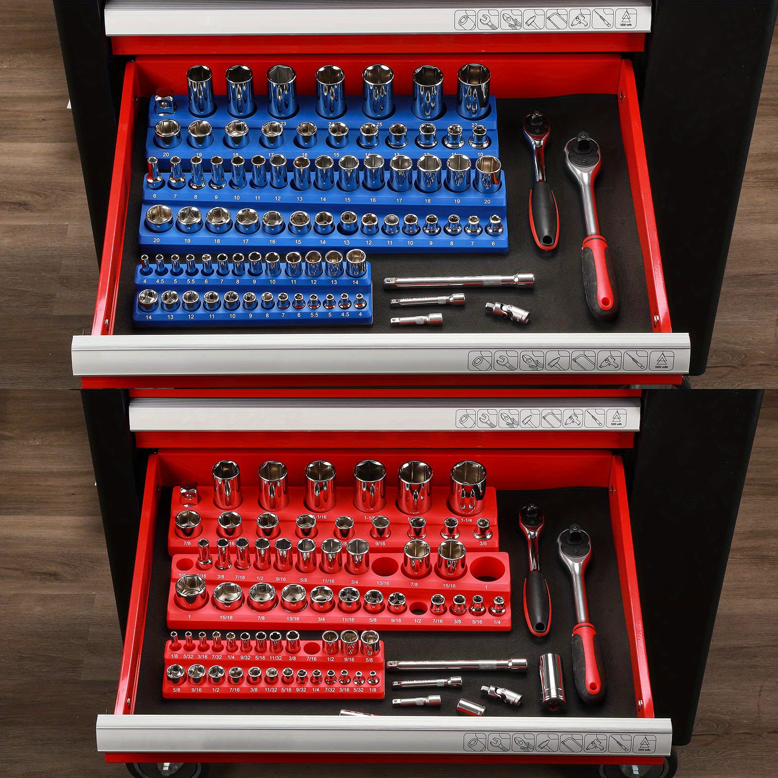 Taj Tools Metric Magnetic Socket Holder Tool Organizer Tray in Blue