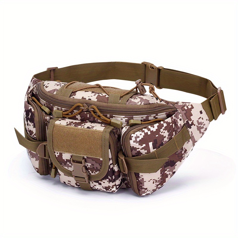 Tactical Waist Bag Outdoor Sports Waterproof Nylon Waist Bag Buckle Hiking Waist Bag Desert Digital