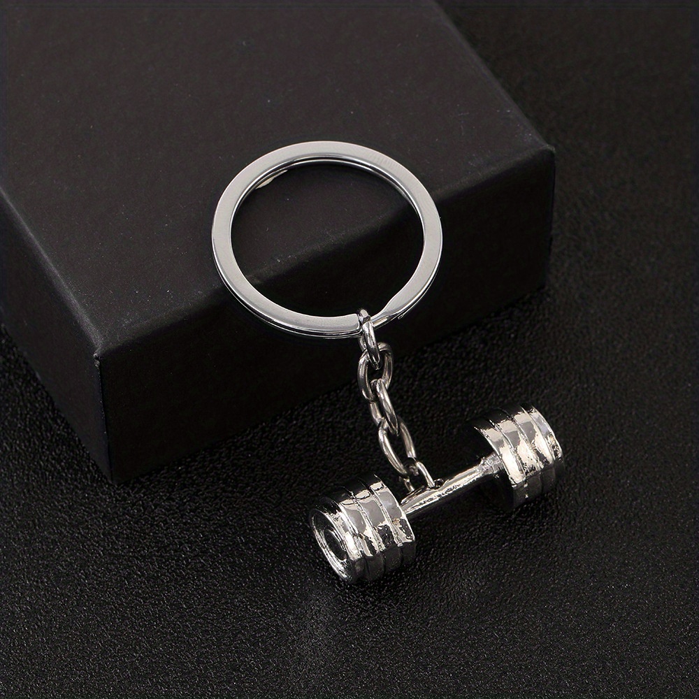 1 Set Of Dumbbell Key Chain, Leisure Sports Key Pendant, Alloy Tricolor Metal Keychain, Gift For Boyfriend