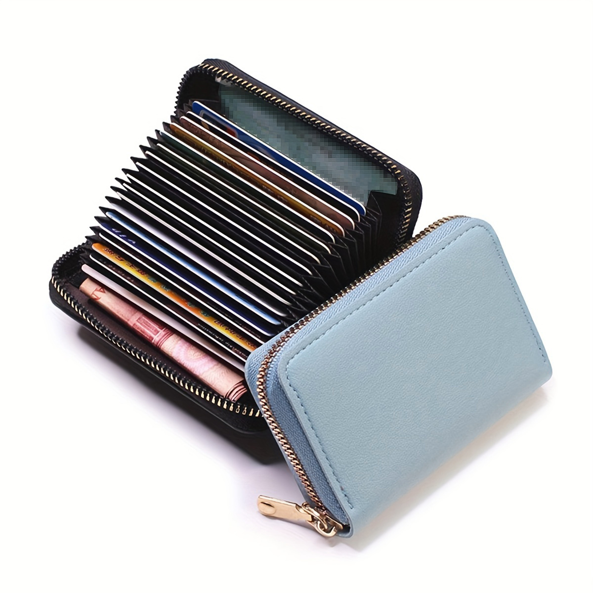 Business Card Holder Wallet Women/ Black/pink/blue/red - Temu