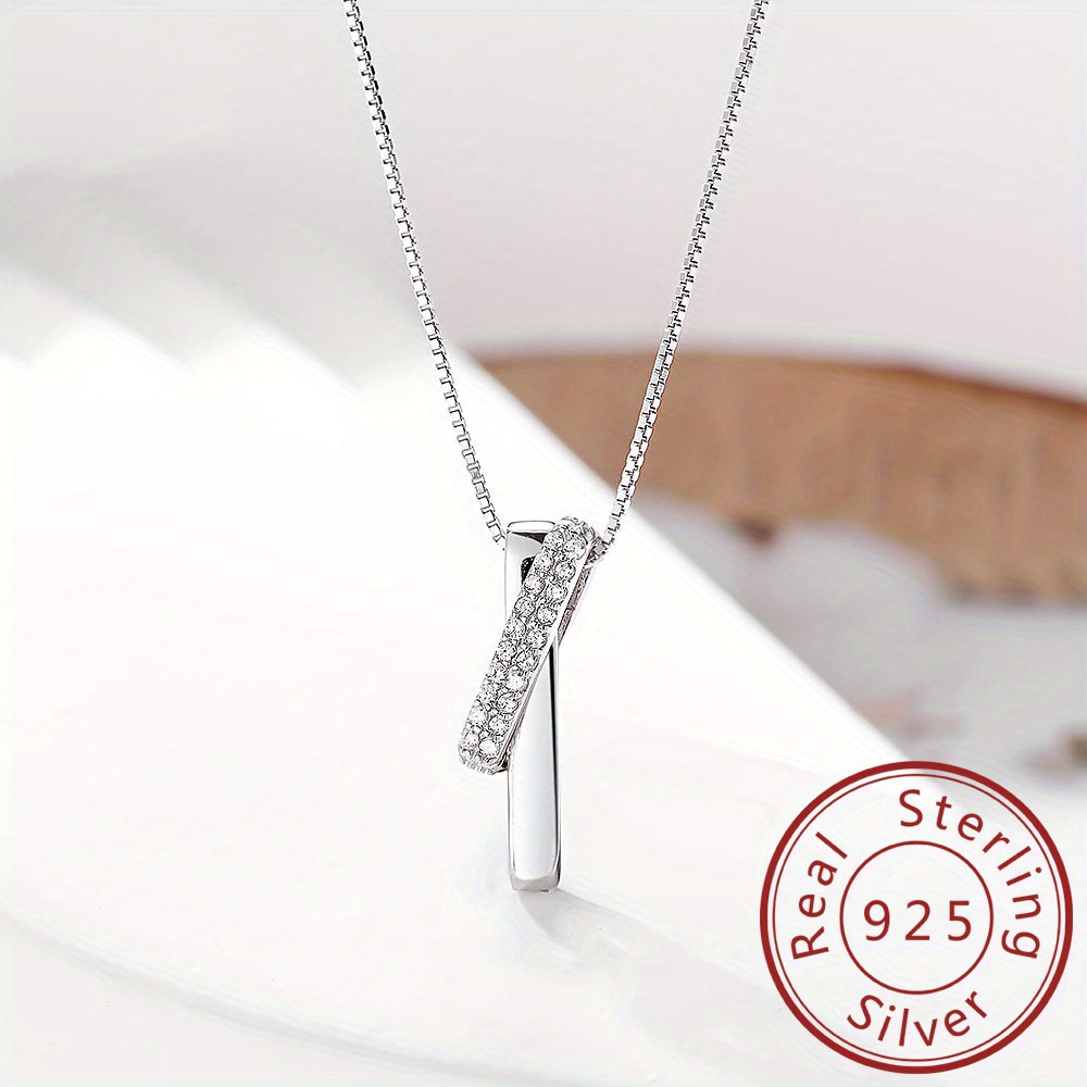 925 Sterling Silver Large Bar Necklace