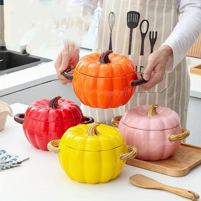 Dutch Oven Pot With Lid Ceramic Pumpkin Dish Halloween - Temu