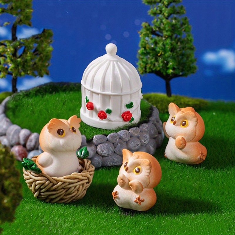 New Product Micro Landscape Creative Cute Owl Mini Doll - Temu