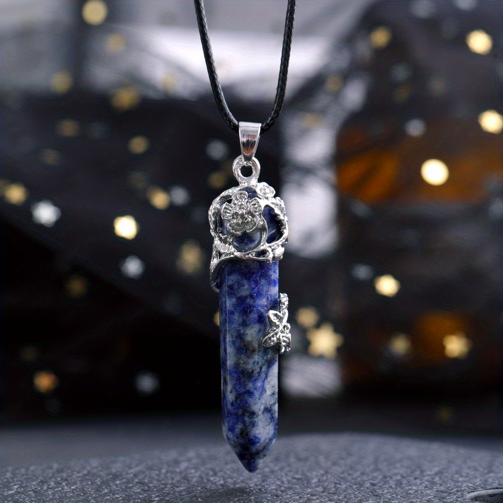 Pendentif prisme bi-terminé hexagonal en lapis-lazuli naturel