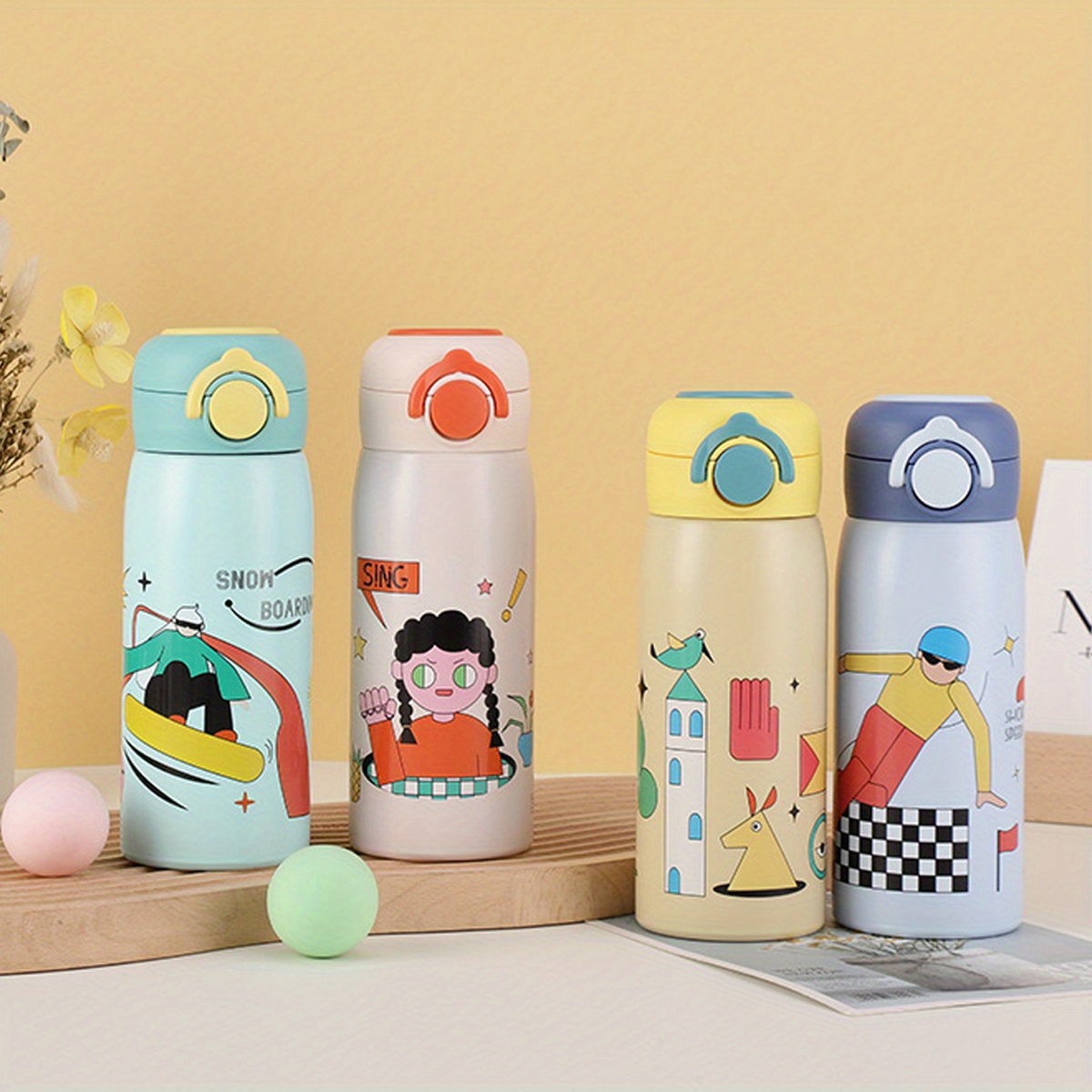 400ML Water Bottle for Children,Thermos With Cute Pattern,Children