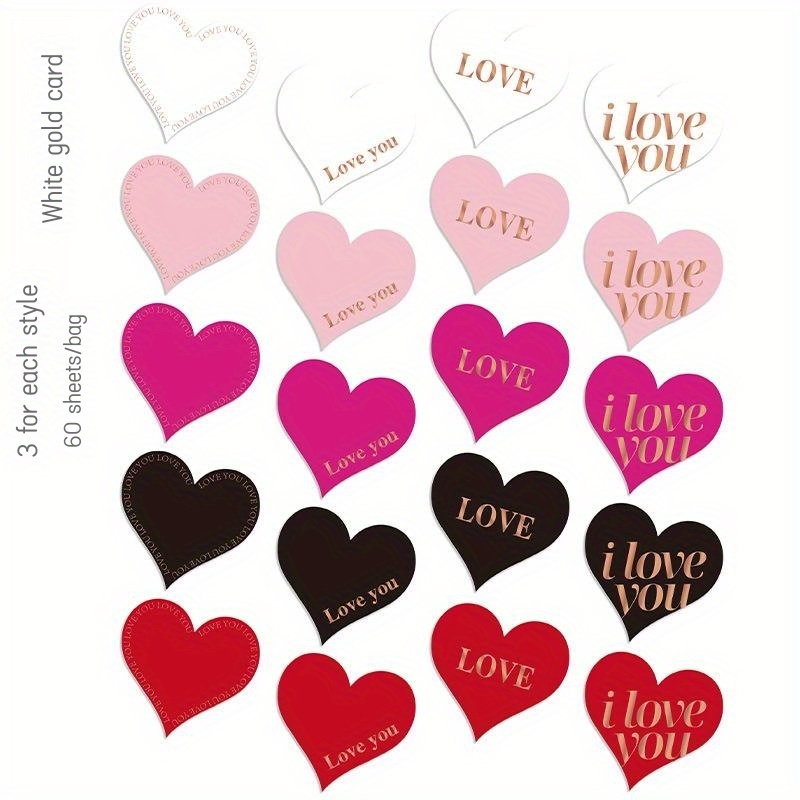  Love Heart Stickers, 60 Sheets Colorful Heart