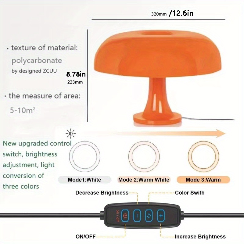 1pc Modern Minimalist LED * And White Mushroom Lamp Designer Bedroom  Bedside Lamp