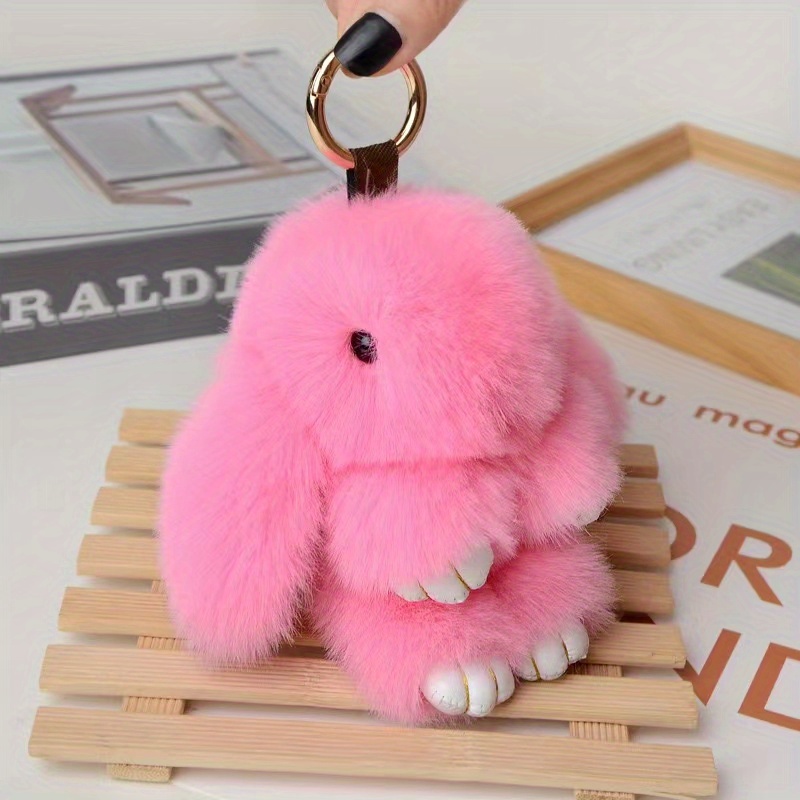 Buy Wholesale China Girly Pom Pom Keyring Fuzzy Pink Fur Ball