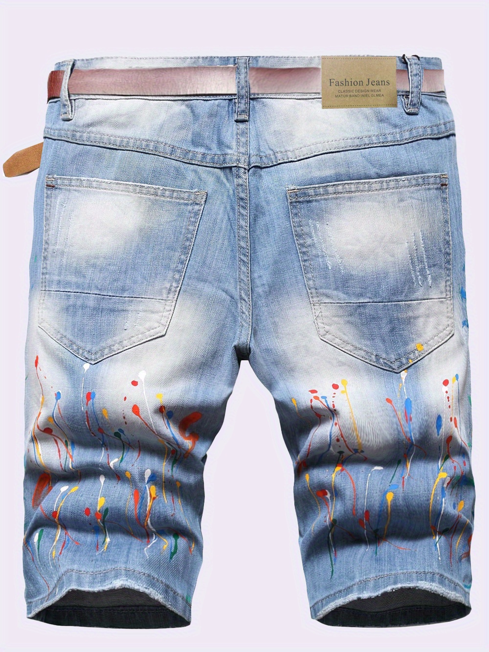 Paint Splatter Ripped Denim Shorts Men's Casual Street Style - Temu ...