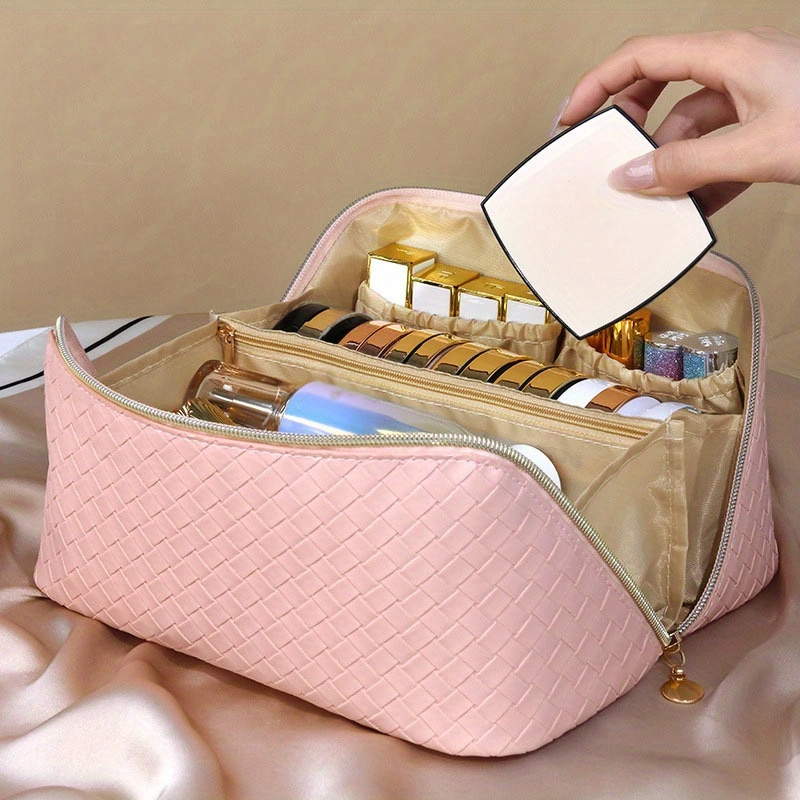Makeup Bag Travel Cosmetic Bags for Women Girls 2-in-1 Zipper Pouch  Toiletry Bag Organizer Waterproof Cute (Pink)