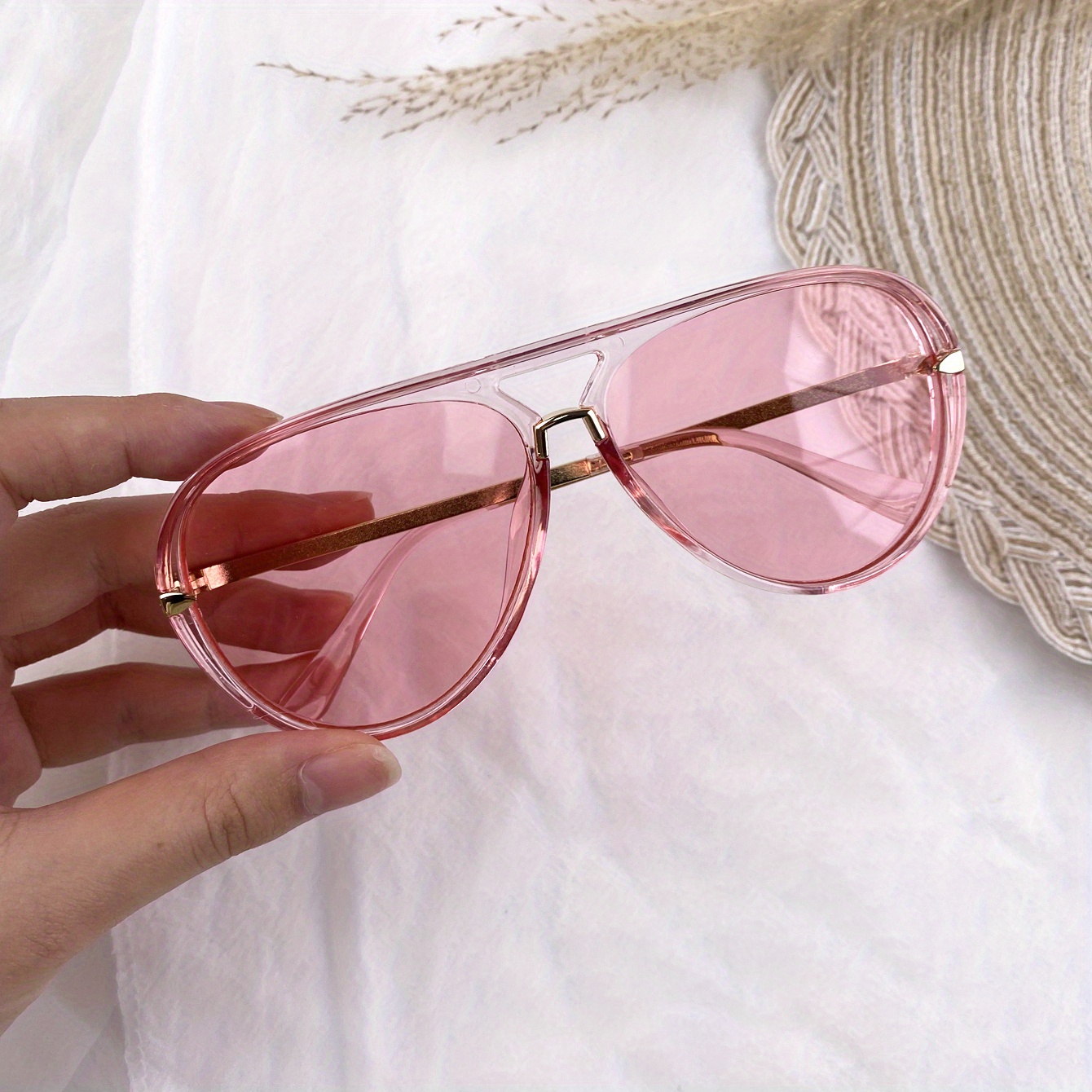 Gold Metal Star Pilot Sunglasses For Women And Men Pink Gradient