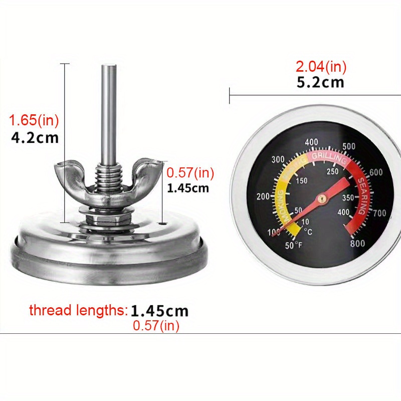 Stainless Steel Temp Gauge Bbq Charcoal Grill Temperature - Temu