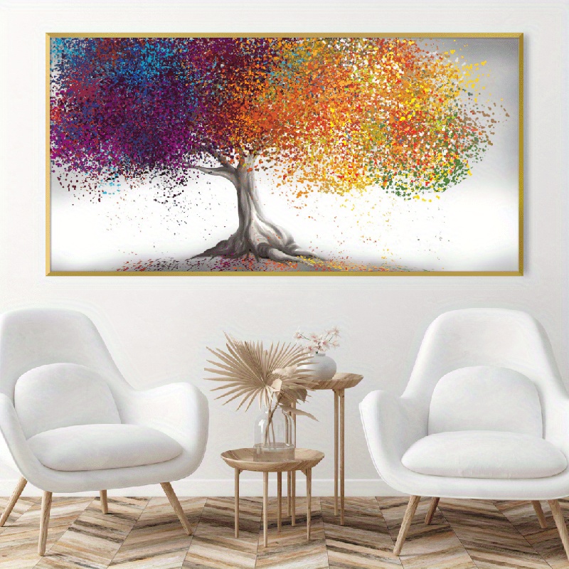 Colorful Tree Wall Art Poster, Abstract Plant Landscape Oil Painting ...