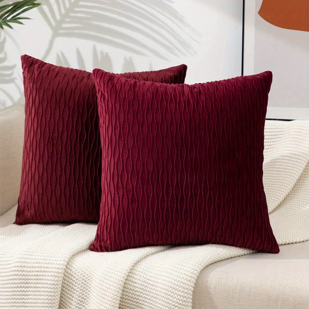 2pcs Throw Pillows With Inserts Included, With Velvet Striped Pillow  Covers, Pink Throw Pillow For Farmhouse Sofa Couch Home Decor