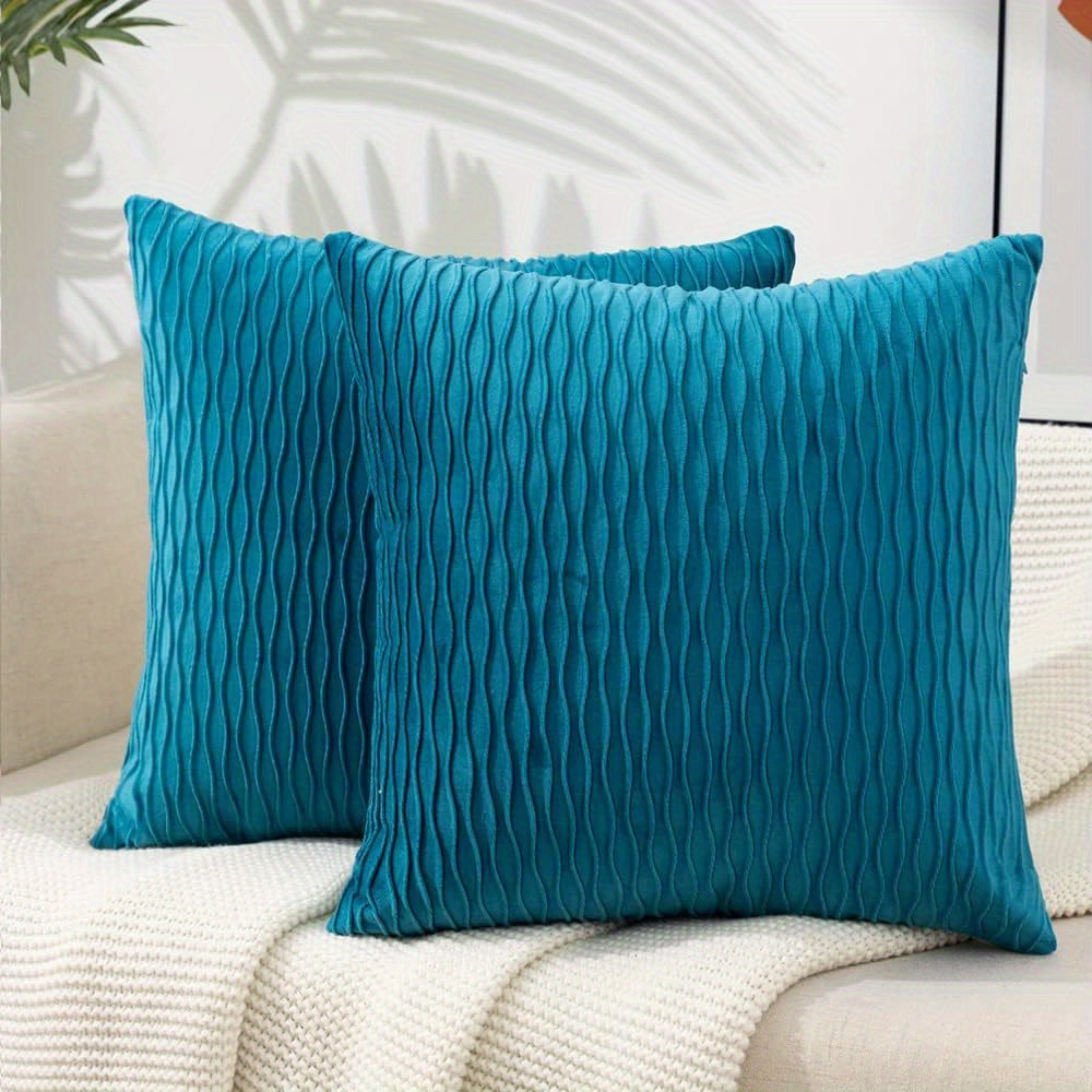 Throw Pillows With Inserts Included, With Velvet Striped Pillow Covers, Throw  Pillow For Farmhouse Sofa Couch Home Decor - Temu