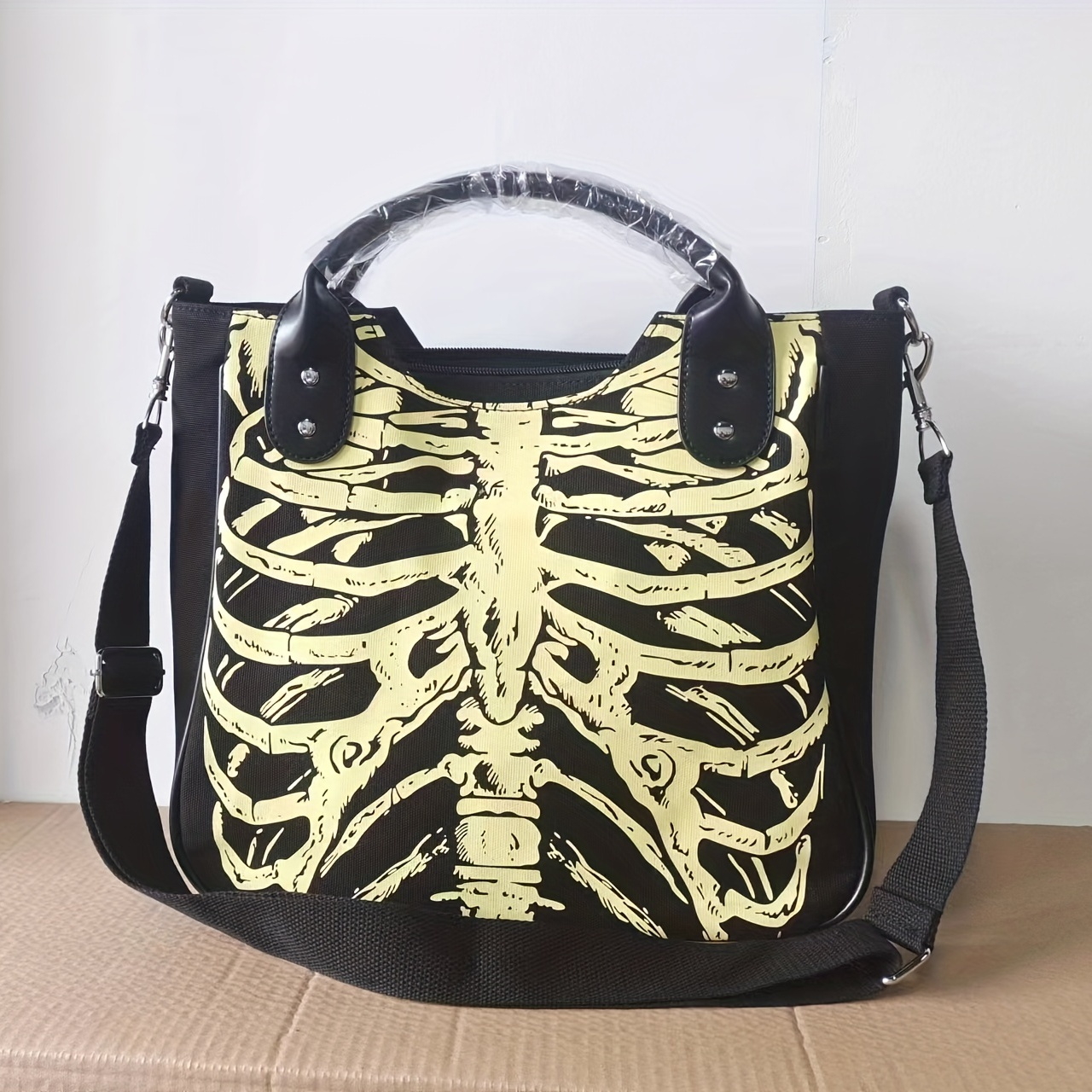 Gothic Fabric Messenger Bag Skull Shoulder Bag Skeleton 