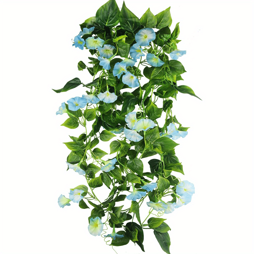 2pcs Artificial Vines For Outdoors, Silk Morning Glory Vines Hanging  Plants, Flowers Garland Fake Green Plant Morning Glories For Home Decor  Wall Fenc