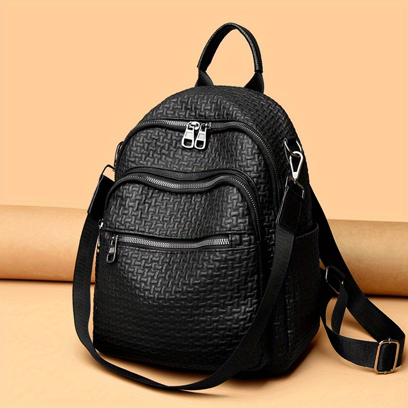 Letter Embossed Backpack Purse, Trendy Faux Leather Daypack, Anti-theft  Schoolbag, Two-way Shoulder Bag - Temu