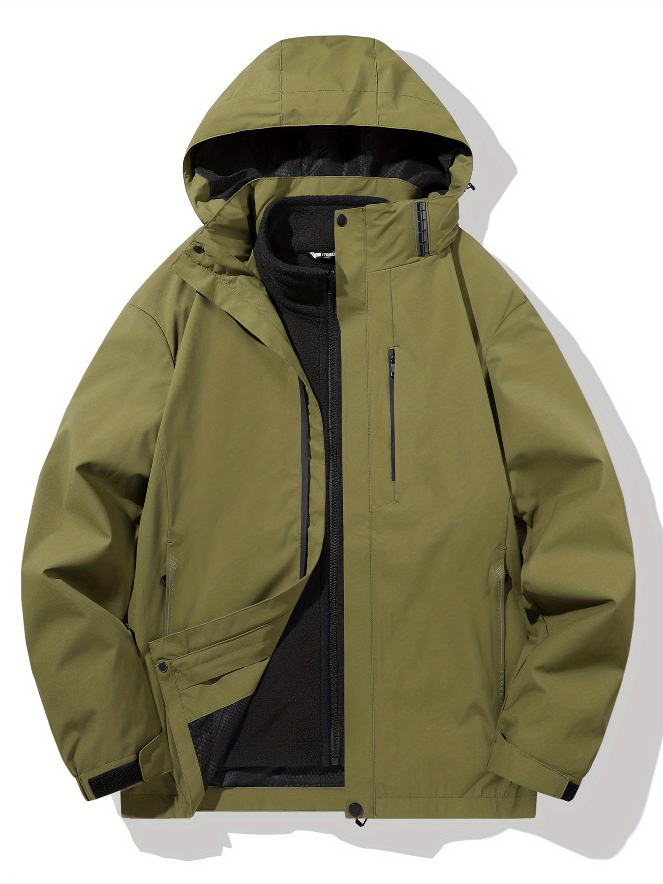 Men's Windbreaker Hooded Jacket Casual Zipper Pockets Cargo Temu