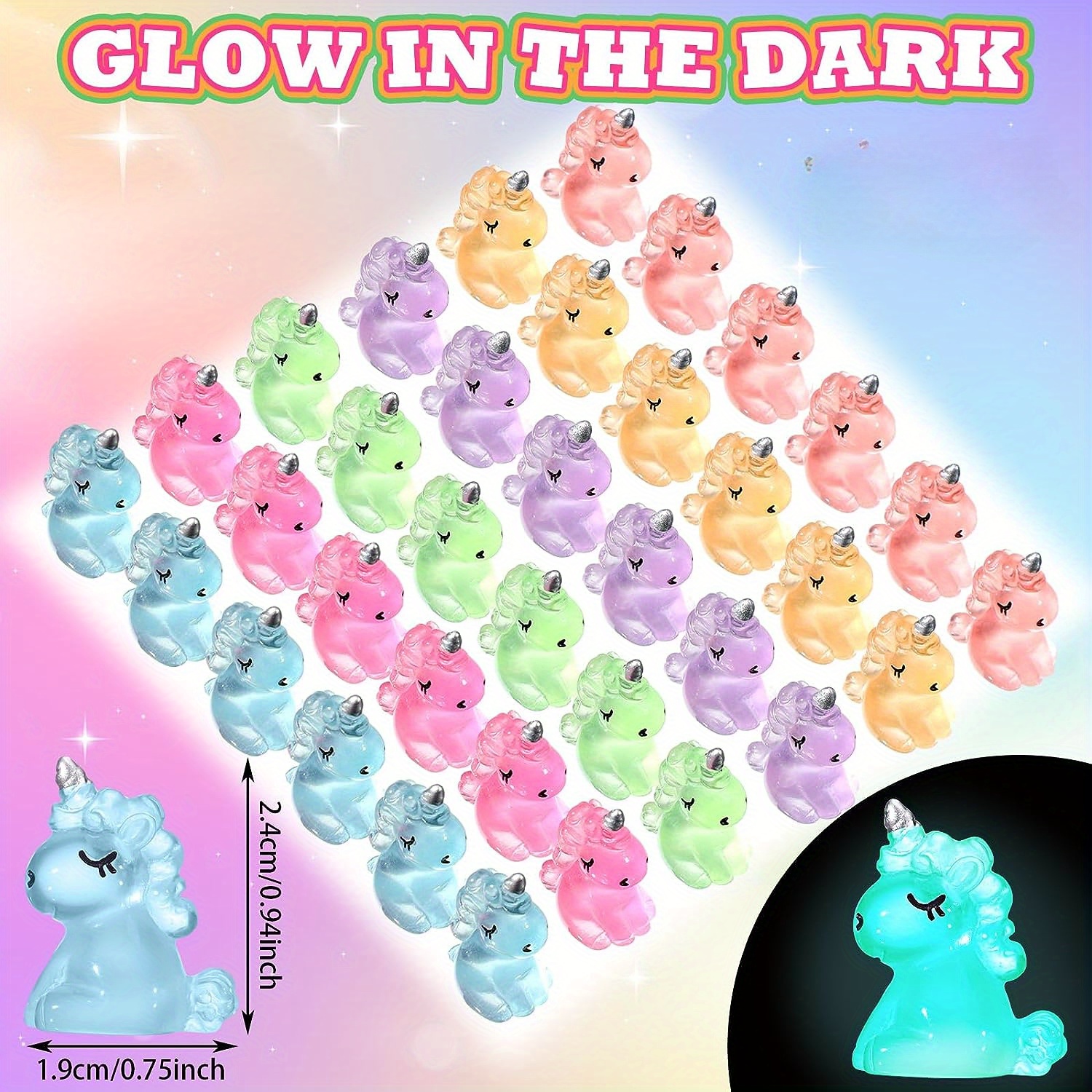  Mini Resin Luminous Pigs, 36Pcs Glow In The Dark