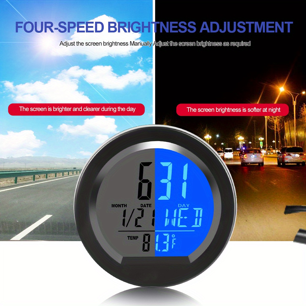 Auto Digitaluhr mit Thermometer Solarbetriebenes Auto Armaturenbrett LCD  Digital Elektronische Uhren - Multifunktions-Universal Wireless Auto Hud  Head Up Lumi