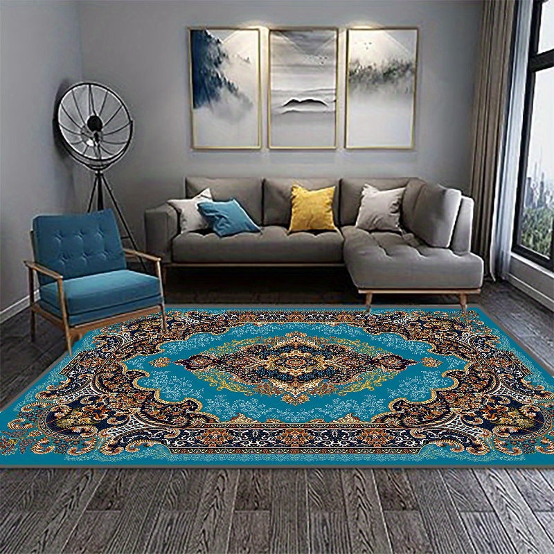 Green Floral Area Rug, for Living Room, Boho Floor Rug, Soft Bedroom Carpet,  Colorful Floor Floral Pattern, Home Decor, Traditional Art Rug 
