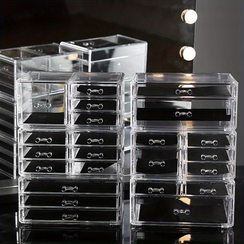 Caja de almacenamiento de acrílico transparente, organizador de 4