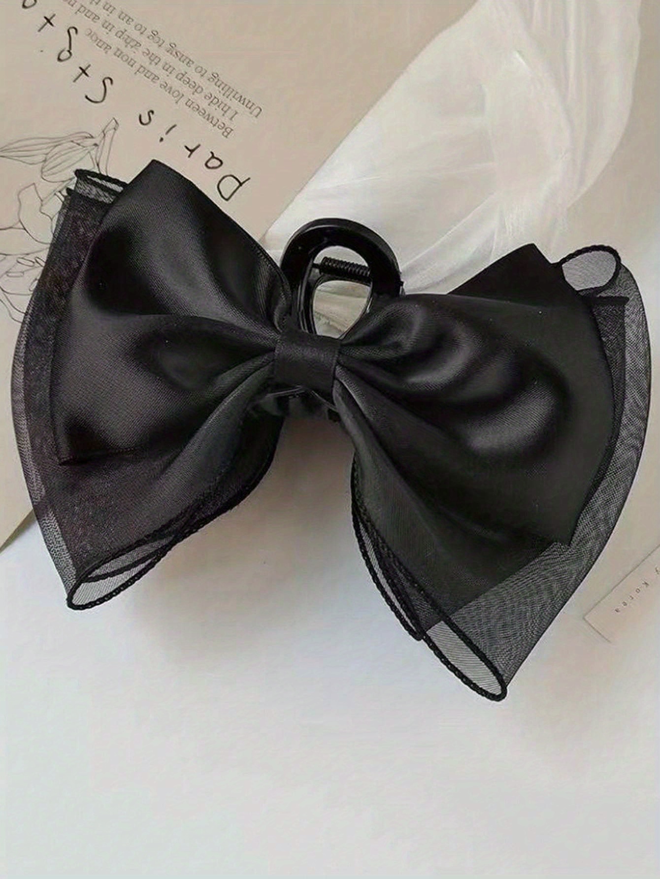 Elegant Bowknot Decor Hair Claw Clip Large Hair Grab Clip - Temu