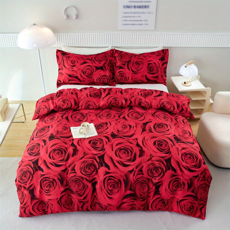Image of Rose Ocean Duvet Cover 3pcs Set New Year Chinese New Year Valentine's Day Mother's To School
