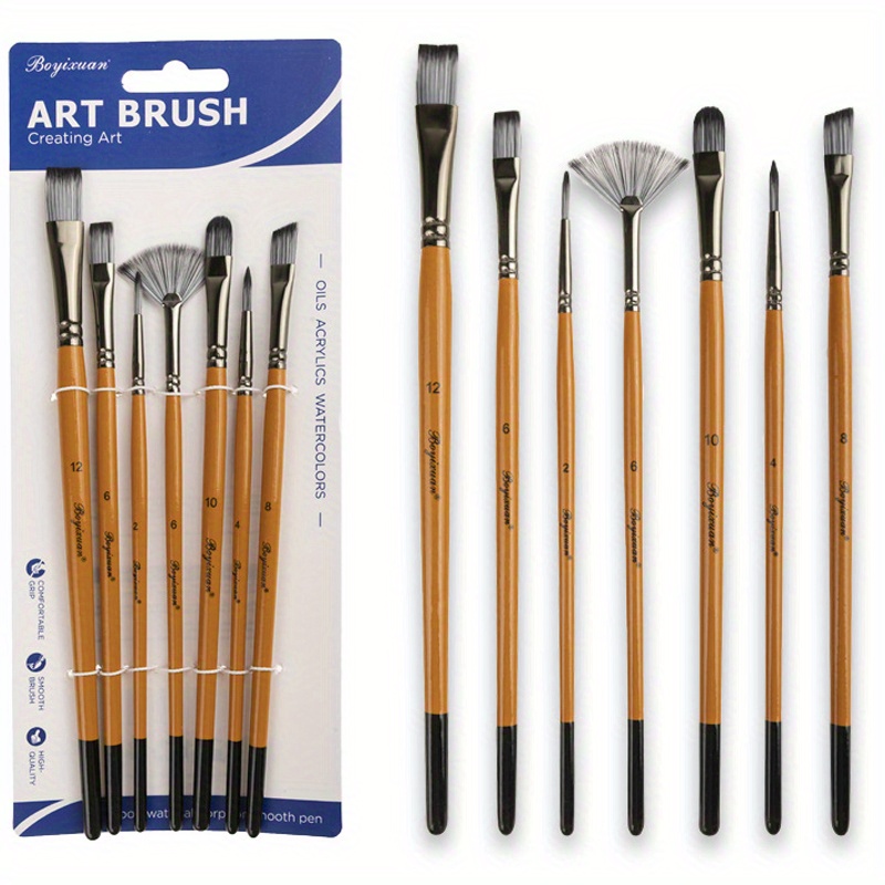 Professional Artist Paint Brushes Set Synthetic Nylon Tips - Temu