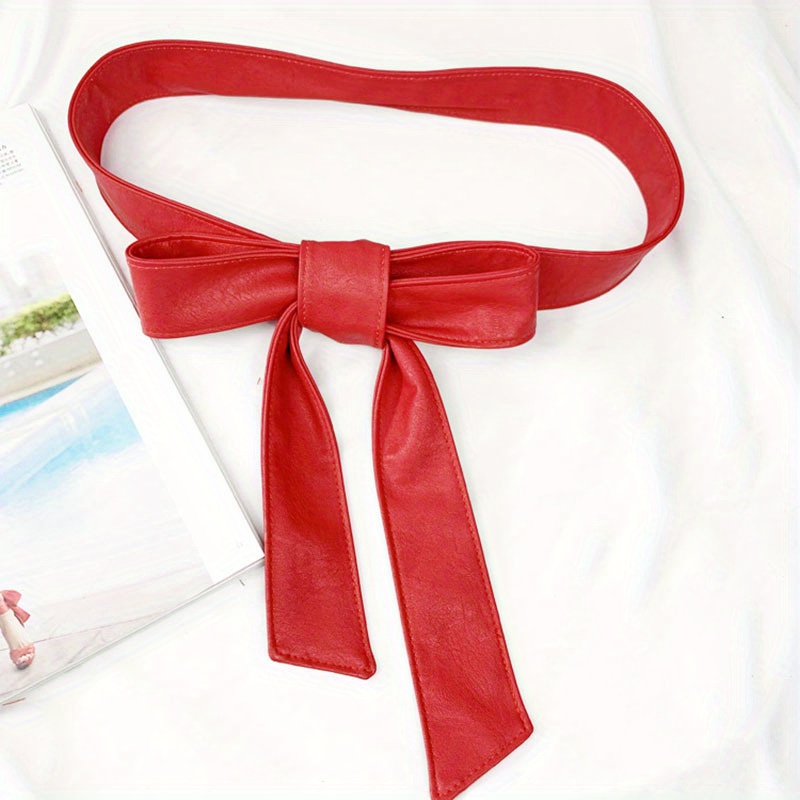 Lace Waist Belt Bow Tie Wrap Around Soft Pu Leather Wide - Temu