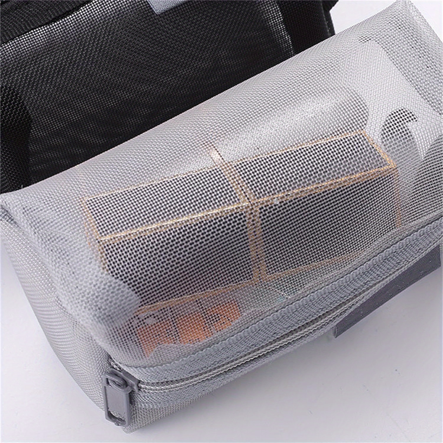 Portable Square Mesh Storage Bag Portable Mesh Cosmetic Bags - Temu