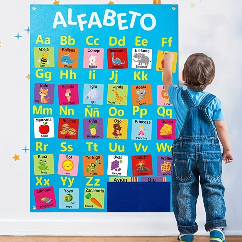 新しいフェルト子供用ビジーボード英語学習ボードスペイン語早期教育