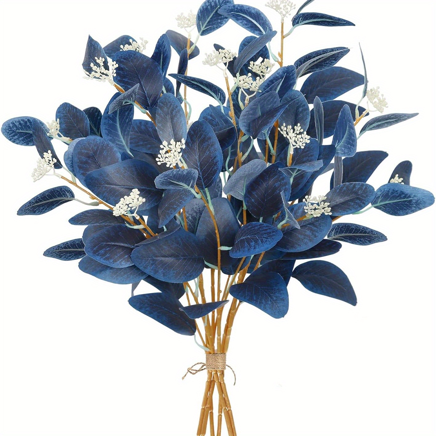 Image of 6pcs Artificial Eucalyptus Faux Eucalyptus Leaves Spray Greenery Stems Branches With Seeds Silvery Dollar Plants For Home Indoor Vase Flower Arrangement Party Decor