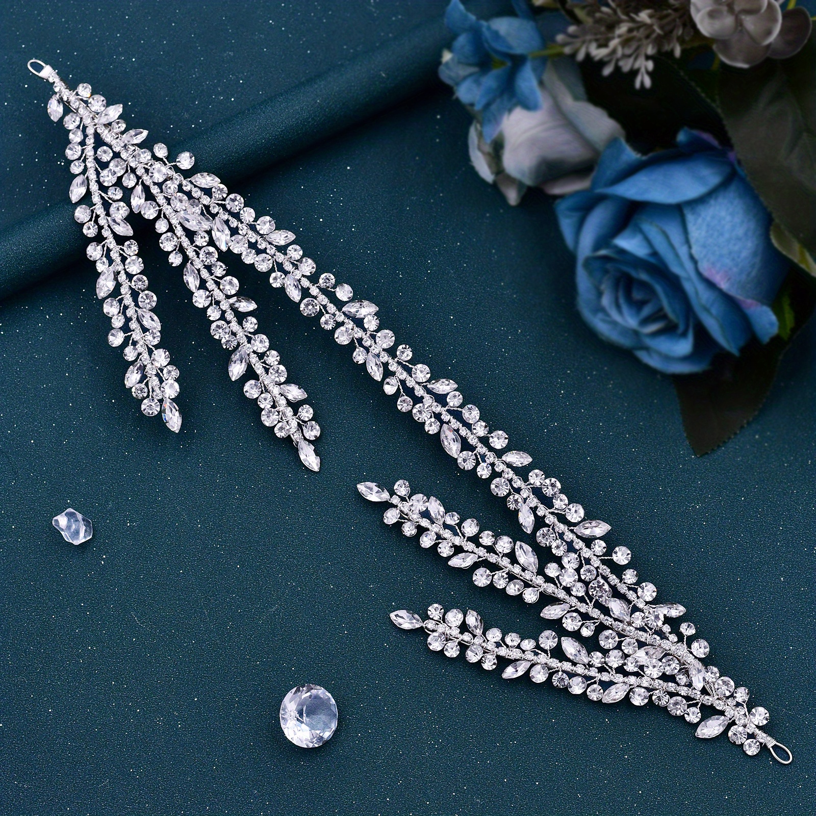 Image of Bride Wedding Dress Additions Headdress Hair Additions Alloy Flower Versatile Headwear Rhinestone Hair Band