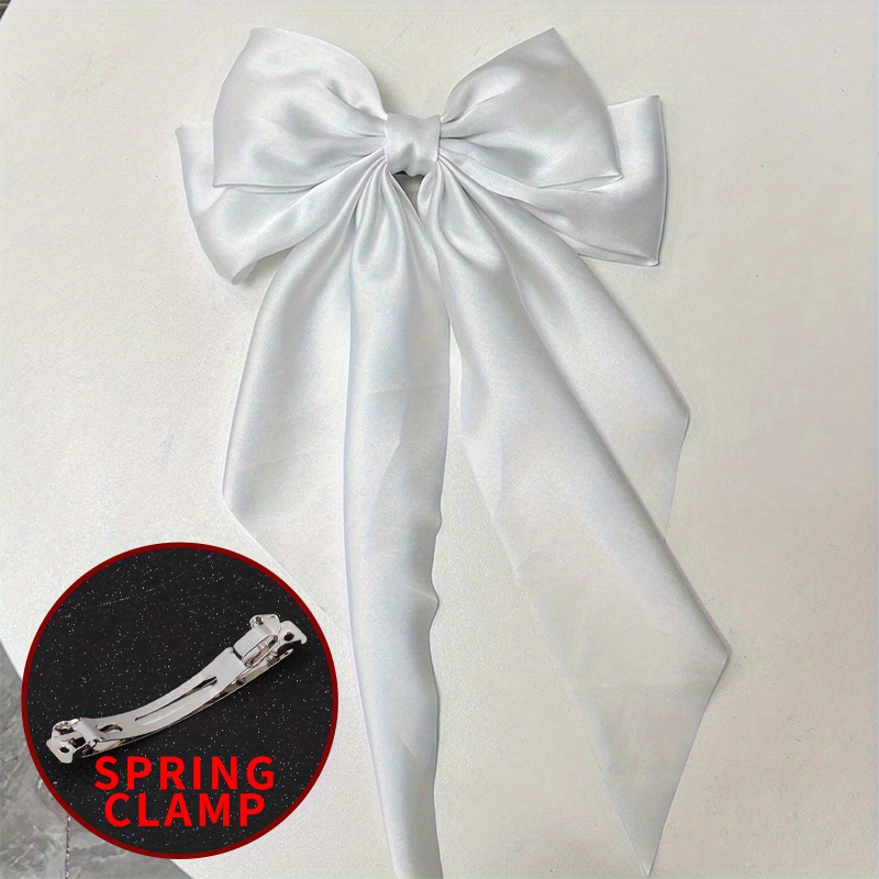 Girl's Oversized Bow Hair Clip Spring Clip Silk Satin - Temu