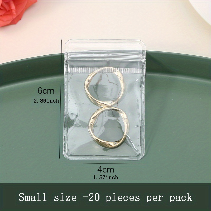 20 Pieces Jewelry Bags Small Plastic Bags Self Seal Transparent Jewelry  Storage Bags Sealable Jewelry Storage Bags for Packaging Jewelry Rings