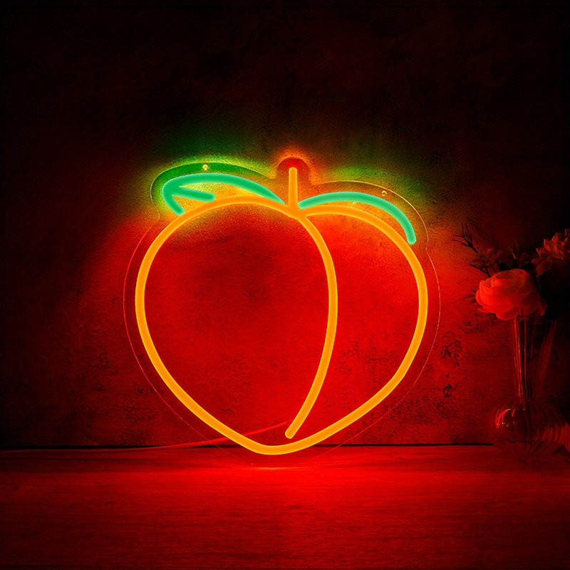 Peach Fruit Neon Sign Wall Decoration Light Neon Sign - Temu