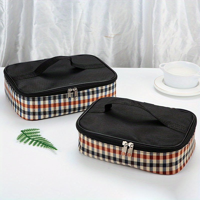 Plaid Insulation Bag, Portable Lunch Bag, Lunch Box Bag, Thickened Aluminum  Film Picnic Bag, For Teenagers And Workers At School, Canteen, Back School,  For Camping Picnic And Beach, Home Kitchen Supplies 