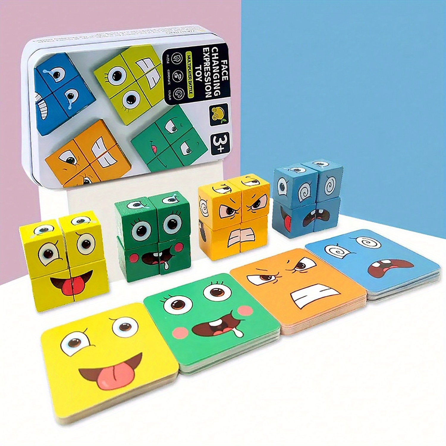 Expression Puzzle Bloc de construction Visage magique Changer les enfants  Jouet éducatif