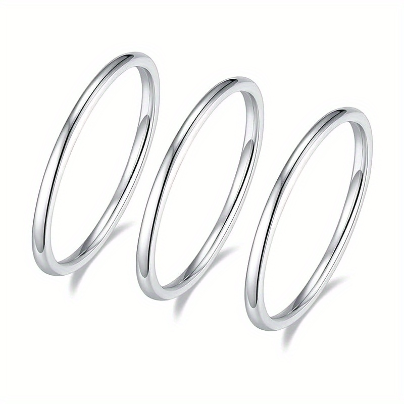 3pcs 2 Mm Stainless Steel Stacking Rings Women Stackable Thin Rings Minimalist Fit Jewelry Gifts Size 5-12