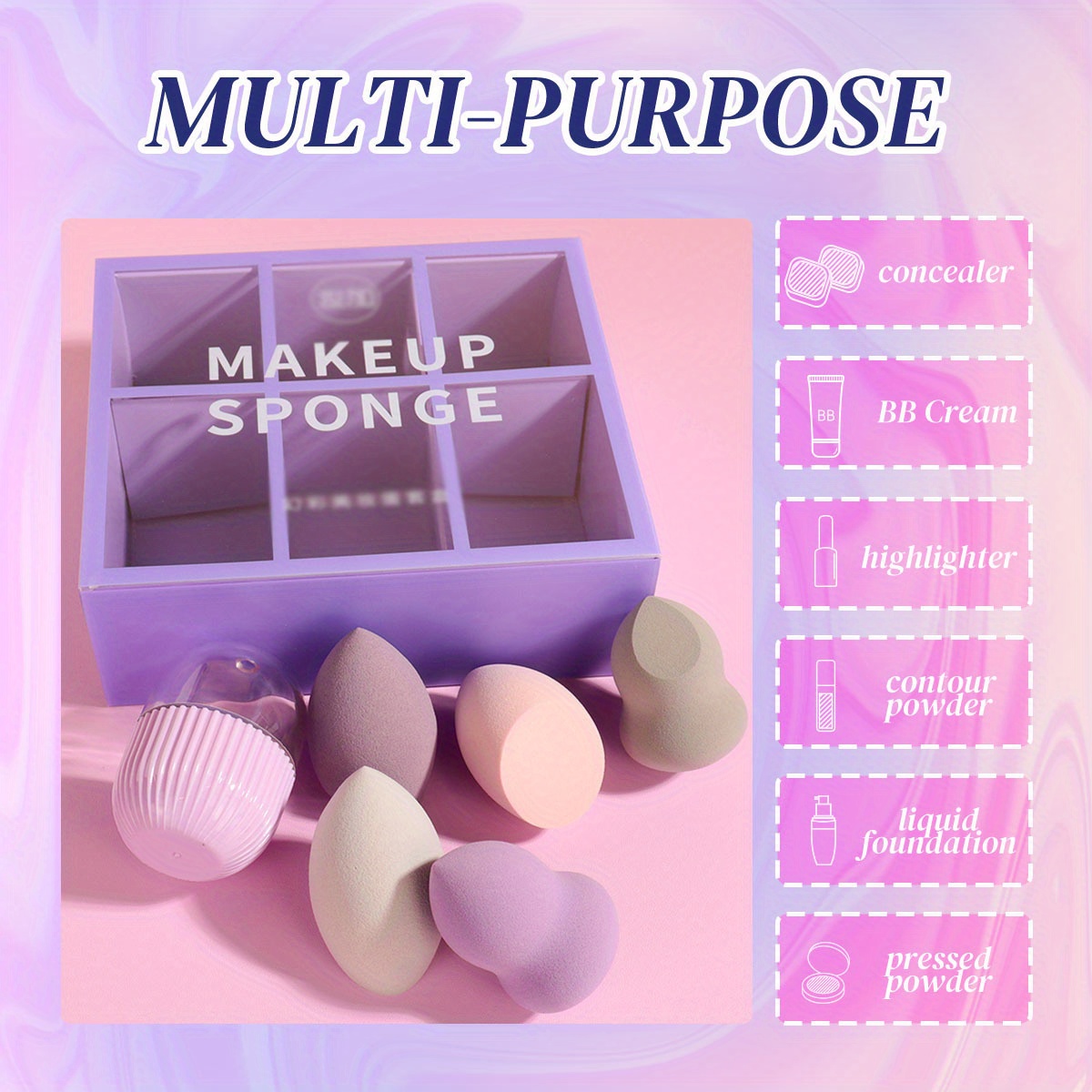 Gourd Water drop Design Makeup Sponge Storage Box 6 Puff Temu United