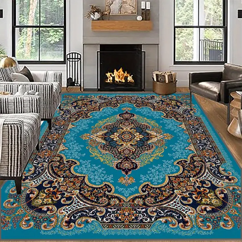 Blue Vintage Boho Area Rug Living Room Traditional Large Carpets, Oriental  Patterned Area Rugs Soft Short Pile Floor Mat For Bedroom Home Decoration -  Temu