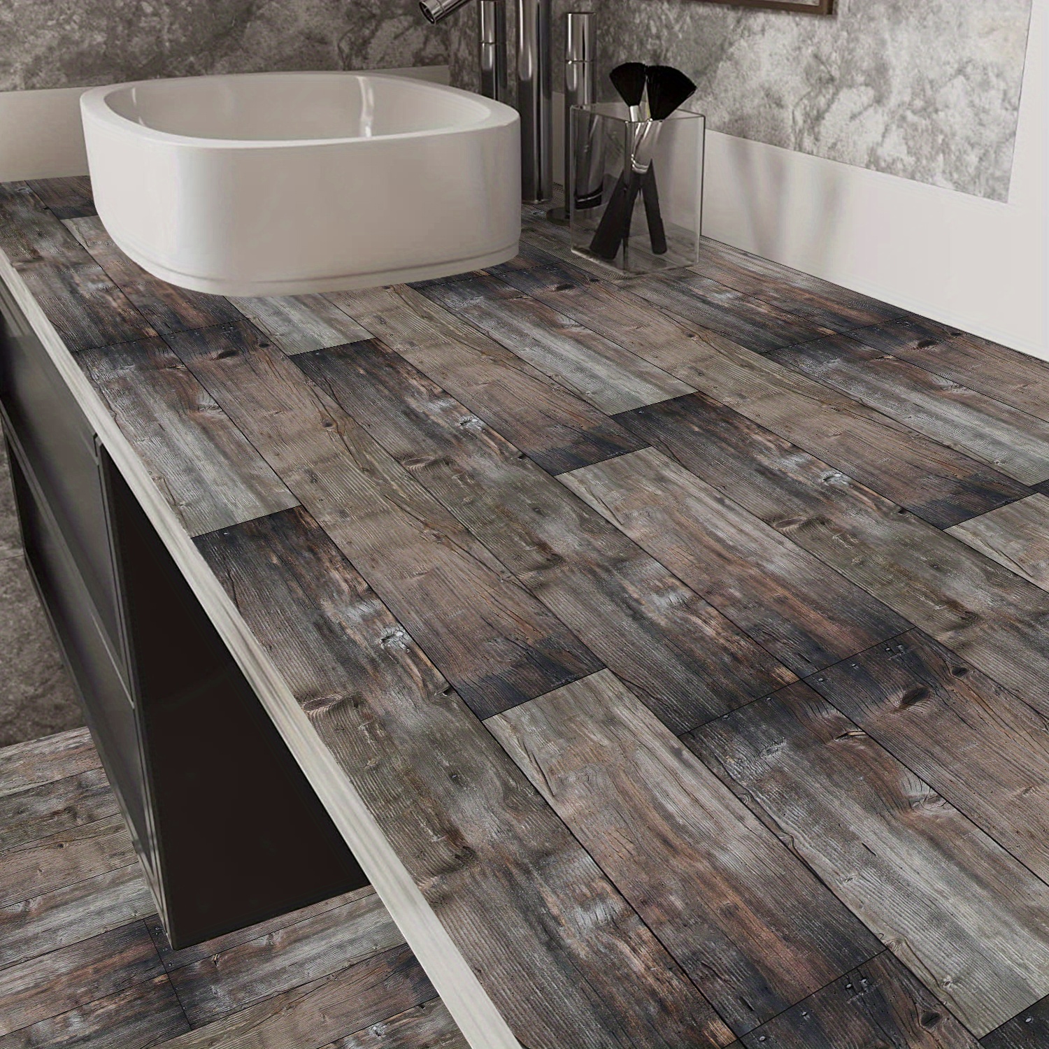 Gery Wood Floor Peel And Stick Floor Tile/cover Easy To Temu