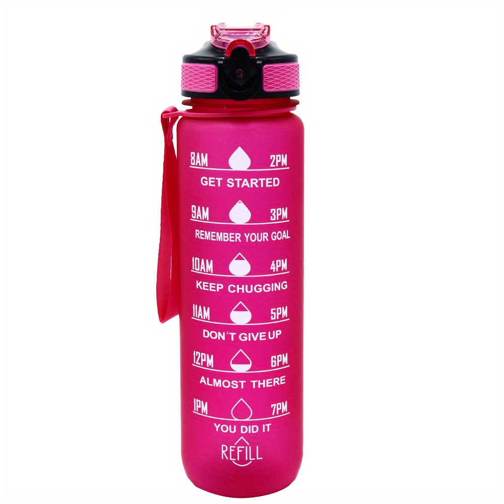 Measured Water Bottle with Times to Drink, 32oz, Easy to Clean, Reusable  and Leakproof, Tracking Drinking Water, Pretty Color 