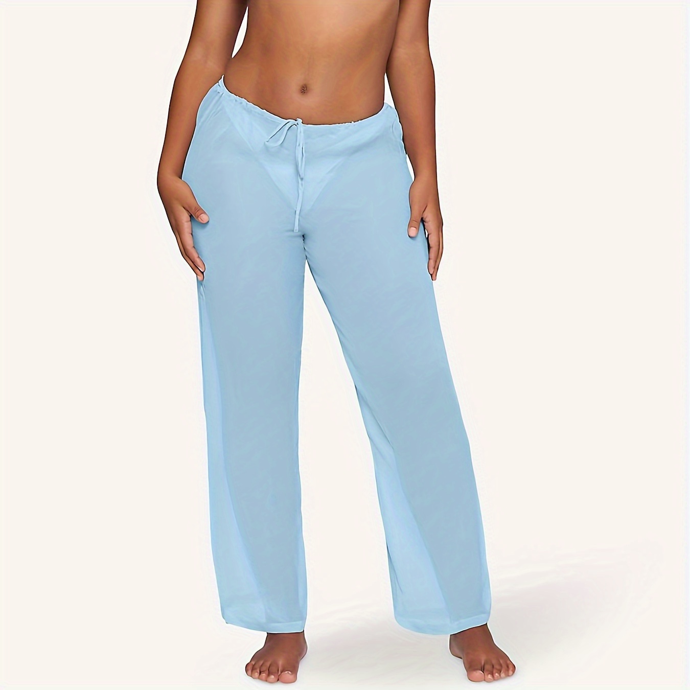Plus Size Sexy Pants Women's Plus Solid Drawstring High - Temu